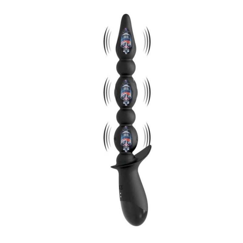 Item F92348 Wholesale Unisex Vibrating Anal Beads – 3 Motor 10X Vibration & Flexible Design. IPX7 Waterproof & Rechargeable for Retailers & Distributors